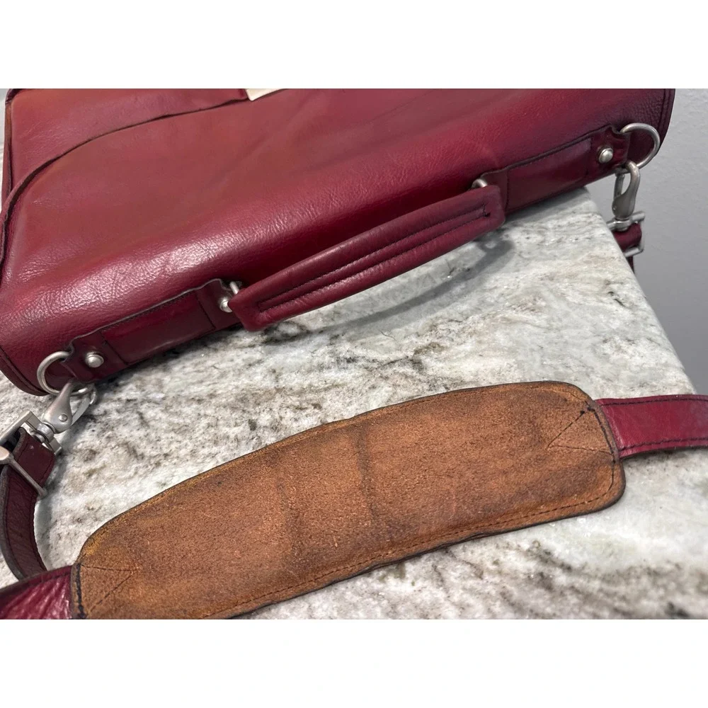 VTG Burgundy Leather Briefcase Jack Georges Originals with removable‎ strap